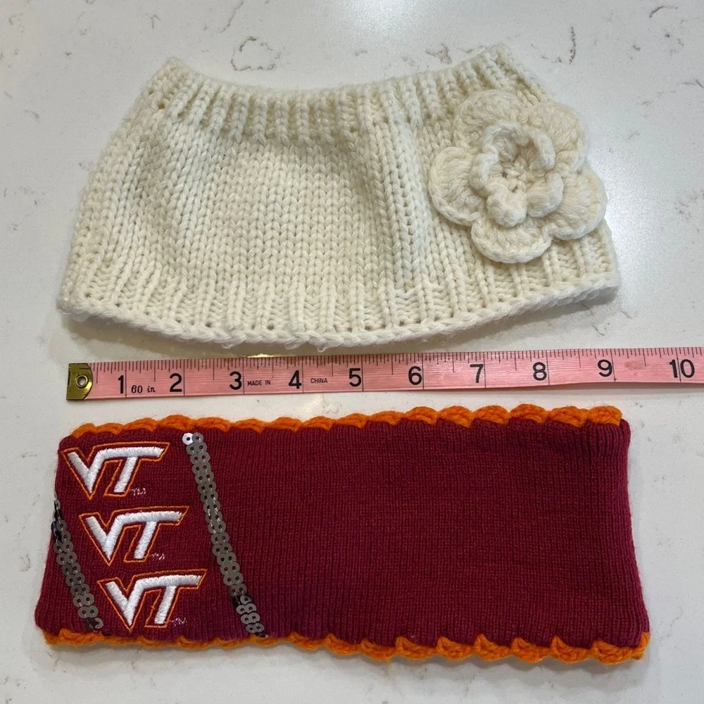 Lot of 2 Winter Knit Headbands – Virginia Tech Hokies & Cream Knit - Picture 7 of 8